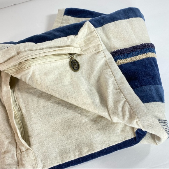 Pier 1 One Navy Velvet Striped Pillow Cover - Picture 3 of 5